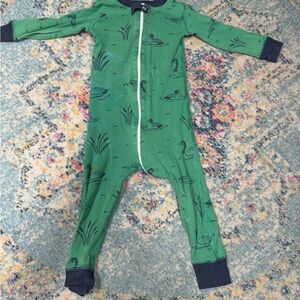 Green Kids One Piece with Navy Accents